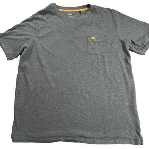 Tommy Bahama Shirt Mens 2XL Grey Cotton Pocket Embroidered Marlin Pullover XXL